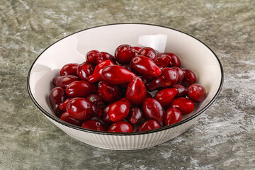 Ripe sweet juicy digberry cornel
