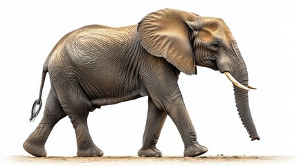 Obraz premium Walking African Elephant on White Background
