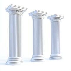 Stunning perspective of three gleaming white columns showcasing architectural beauty and design in a bright setting