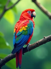 Low polygon style colorful bird on tree branches new falce image