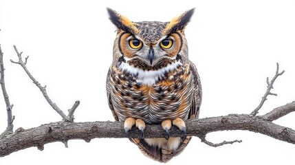 Fototapeta premium Great Horned Owl Perched on Branch