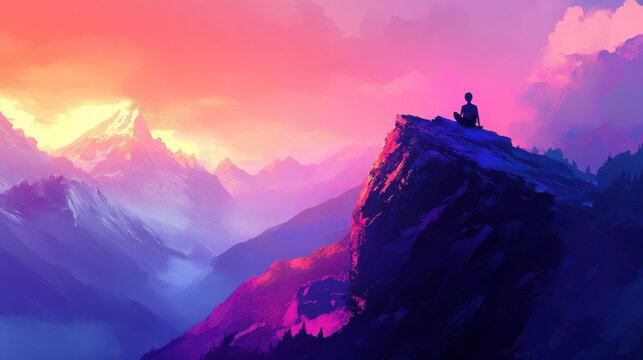 Cobra Pose on Mountaintop at Sunset