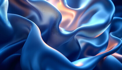 Fototapeta premium Abstract Blue Silk Draped Fabric Texture