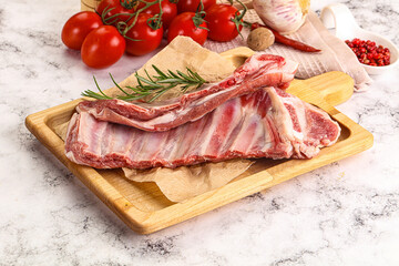 Raw lamb ribs rack for cooking