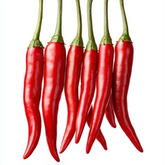 Naklejka premium Three bright red peppers displayed together on a clean surface emphasizing their freshness and culinary appeal