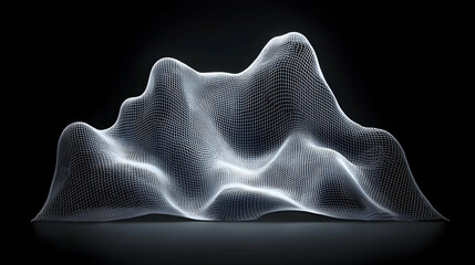 Fototapeta premium Abstract glowing wireframe landscape on dark background, digital art, for website header