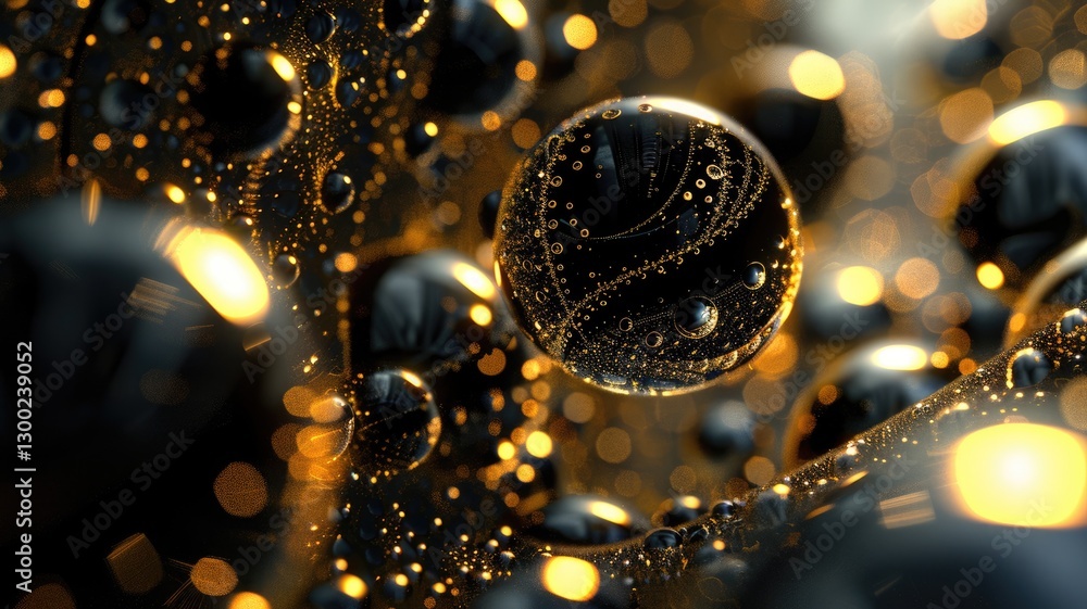 Poster abstract black and gold color light in circle shapes scatter around express colorful design. round f