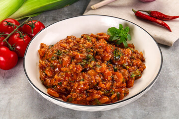 Chili con carne with beef and beans