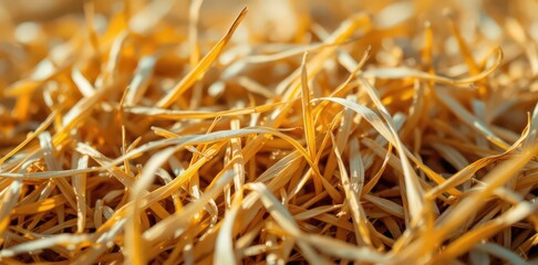 Close-up of Golden Straw Texture