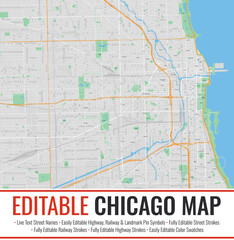 Obraz premium Editable Chicago Map