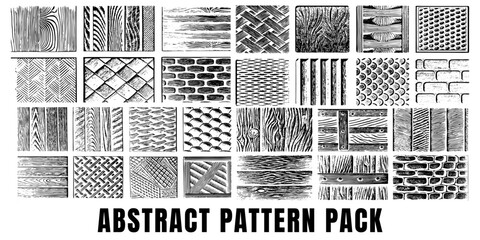  Hand-Drawn Abstract Pattern Collection - Black and White Textures