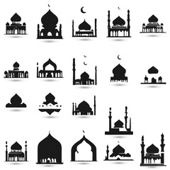 Set logo hanging Islamic raditional muslim symbols of Ramadan Mubarak fanous