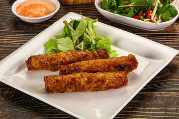 Fried Vietnamese spring roll with special sauce