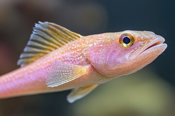 Fototapeta premium Close Up Pink Fish with Orange Fins Underwater
