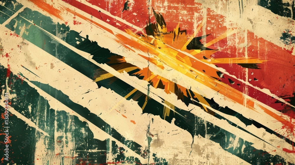 Poster retro graphic design with geometric shapes and splatter effects. abstract poster art. background ima