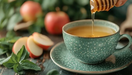 Honey and Apple Tea: A Rustic Still Life