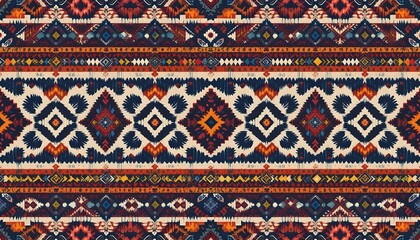 Ethnic pattern ikat seamless. Tribal African Indian traditional embroidery vector background.