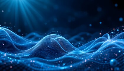 Technology digital Waves background banner background concept, motion waving particle texture wallpaper