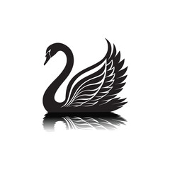 Obraz premium swan on lake silhouette vector logo design
