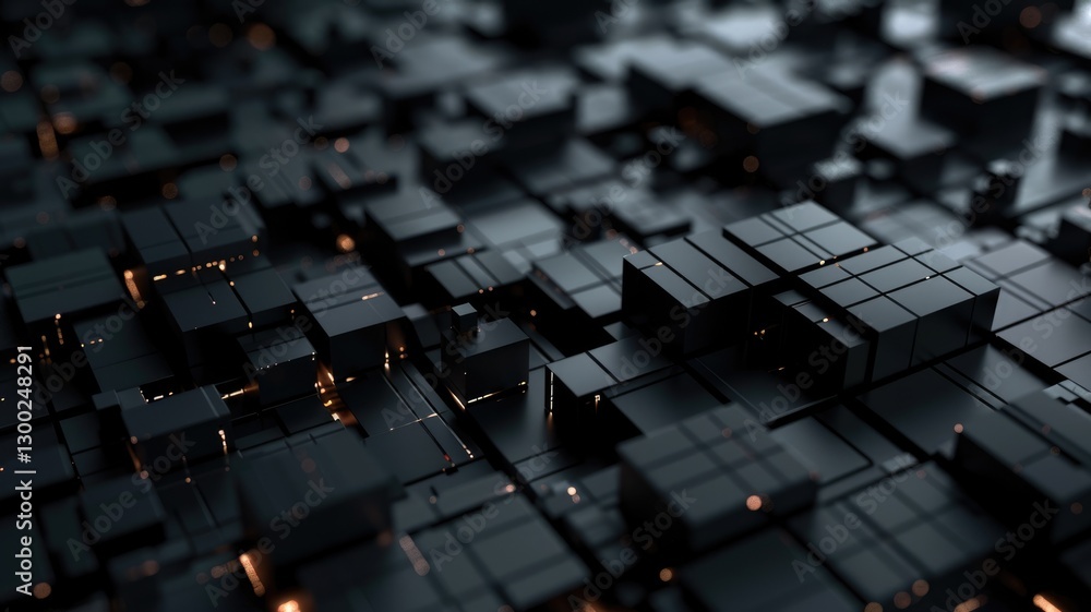 Poster abstract futuristic black circuit board with glowing elements. digital artwork of electric circuit w