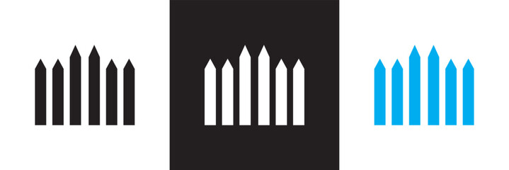Fence  icon. Isolated on white and black background. Vector illustration. EPS 10