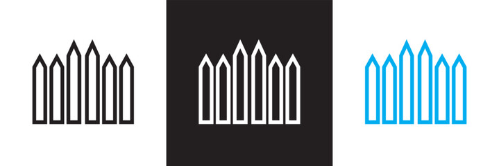 Fence  icon. Isolated on white and black background. Vector illustration. EPS 10