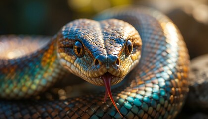 Close-up of Snake Head with Scales.