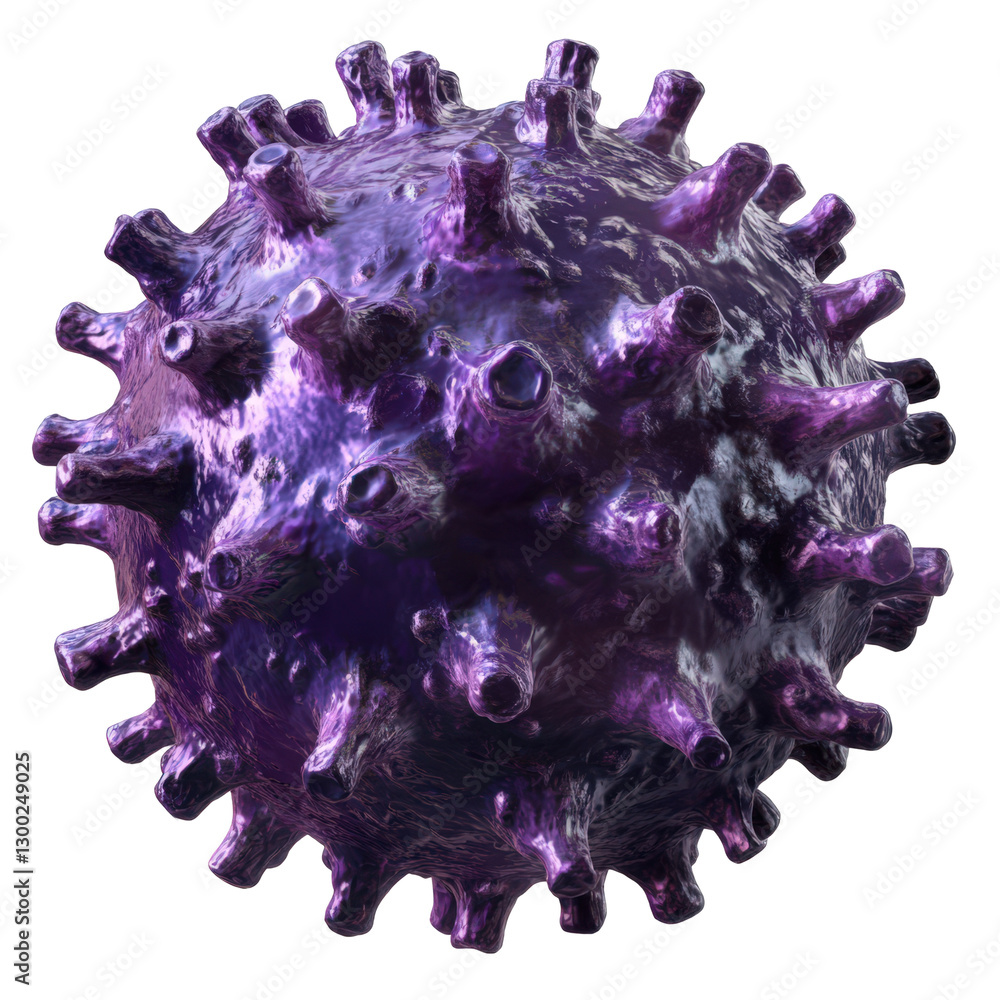Poster detailed 3d rendering of microscopic pathogen with textured surface and spikes