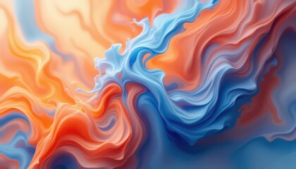 Abstract vibrant swirl of orange and blue paint