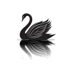Obraz premium swan on lake silhouette vector logo design