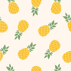Pineapple vector seamless pattern. Summer background design.