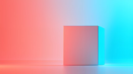 White Cube Illuminated by Pink and Blue Neon Lights