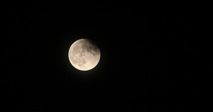 A partial lunar eclipse in the dark night sky