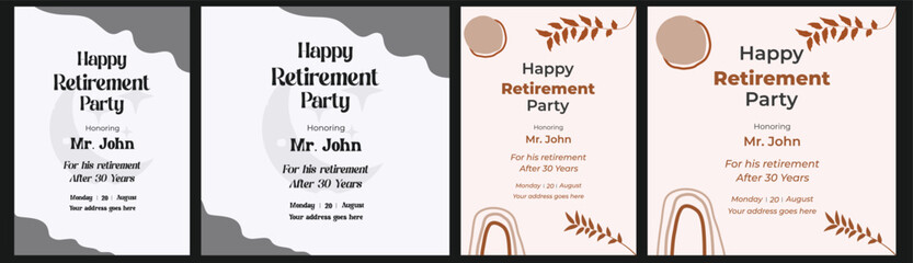 Retirement party flyer layout social media post design vintage royal traditional chill old ancient invitation card celebration festive senior Happy retirement flyer. vintage, traditional