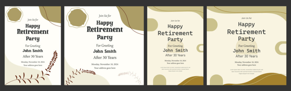 Retirement party flyer layout social media post design vintage royal traditional chill old ancient invitation card celebration festive senior Happy retirement flyer. vintage, traditional