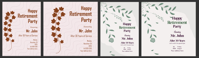 Retirement party flyer layout social media post design vintage royal traditional chill old ancient invitation card celebration festive senior Happy retirement flyer. vintage, traditional