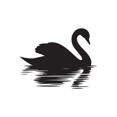 swan on lake silhouette vector logo design