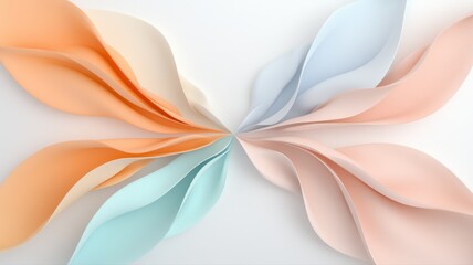 Abstract pastel floral design with soft curves and elegant symmetry on a clean white background.