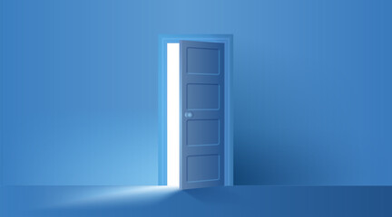Open door to a bright future. Vector illustration. Sketch for creativity.