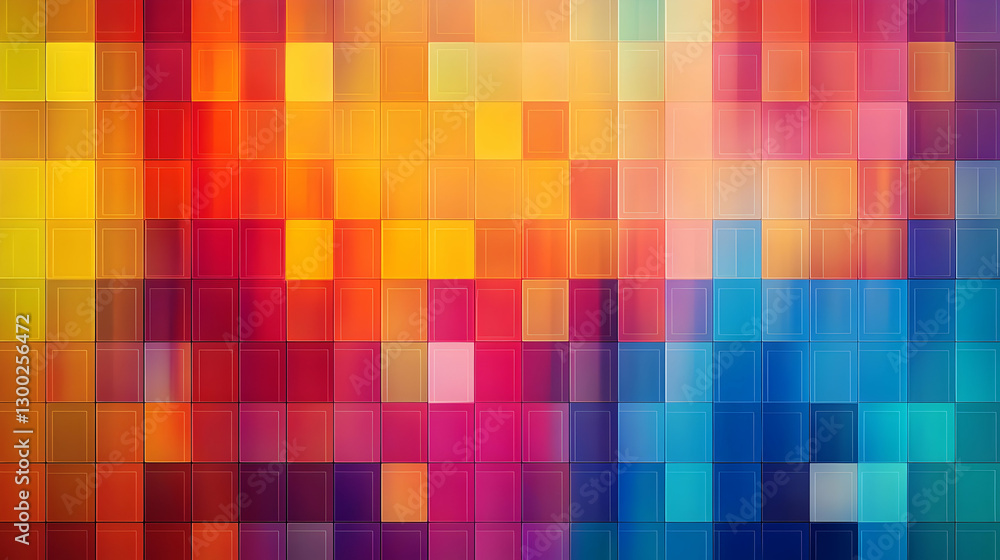 Poster abstract colorful mosaic background of square cubes arranged in a gradient pattern