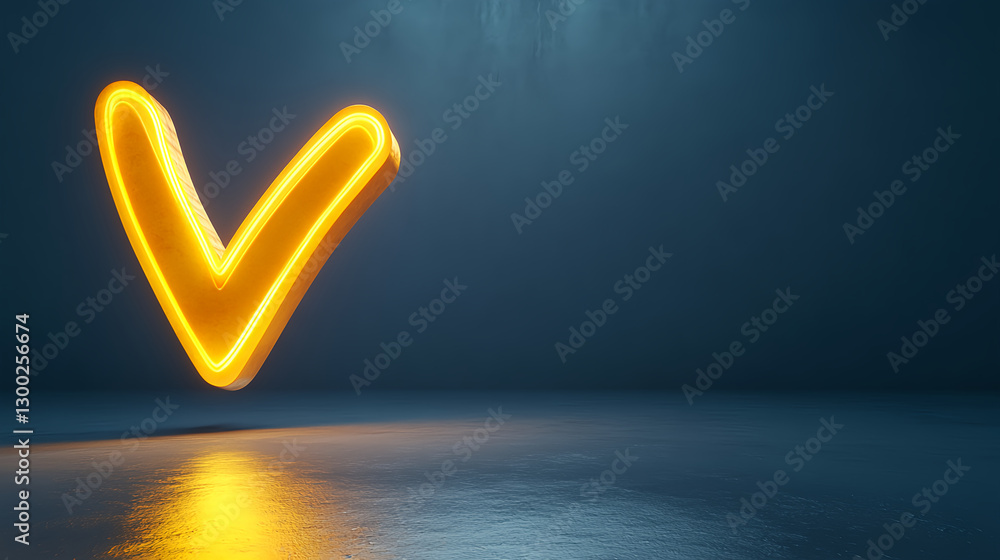 Poster dynamic yellow light v shape studio 3d render modern environment low angle creative concept