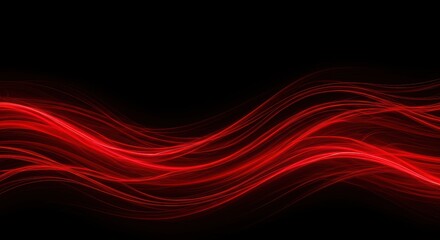 Fototapeta premium Abstract Red Light Streaks Flowing on Black Background Technology Concept