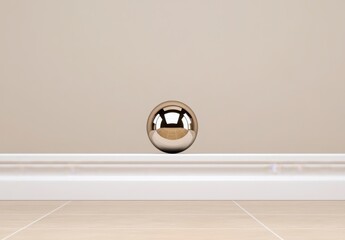 Floating Metallic Sphere on a Simple Background with Subtle Shadows