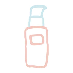 Skincare bottle pump pastel line art - Cleancers Exfoliants Serums essences Toner moisturizers