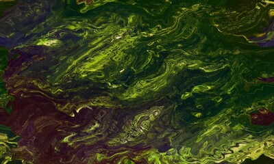 Abstract Green and Dark Tones Flowing Pattern