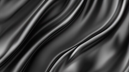 Obraz premium Abstract Black Silk Fabric Texture Background Image showing elegant smooth waves and curves