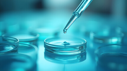 Scientific Laboratory Close-up Pipette Liquid Drop into Petri Dish