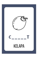 Coloring Fruit Flash Cards - coconut