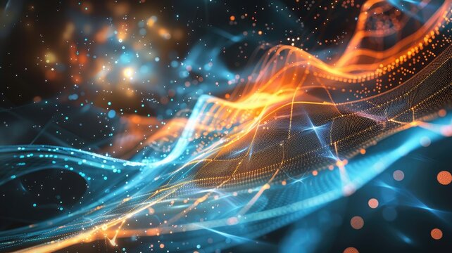 Explore an abstract geometric representation featuring vibrant colors and dynamic patterns. This digital artwork embodies concepts of movement and energy with a modern aesthetic.