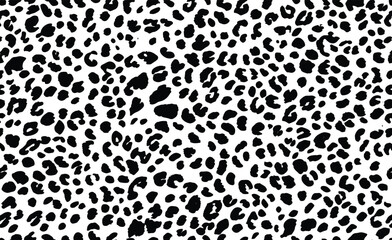 Seamless Black and White Leopard Fur Vector Pattern